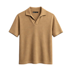 Z.A.R.A BASIC WAFFLE KNIT DROP SHOULDER POLO SHIRT (KHAKI)
