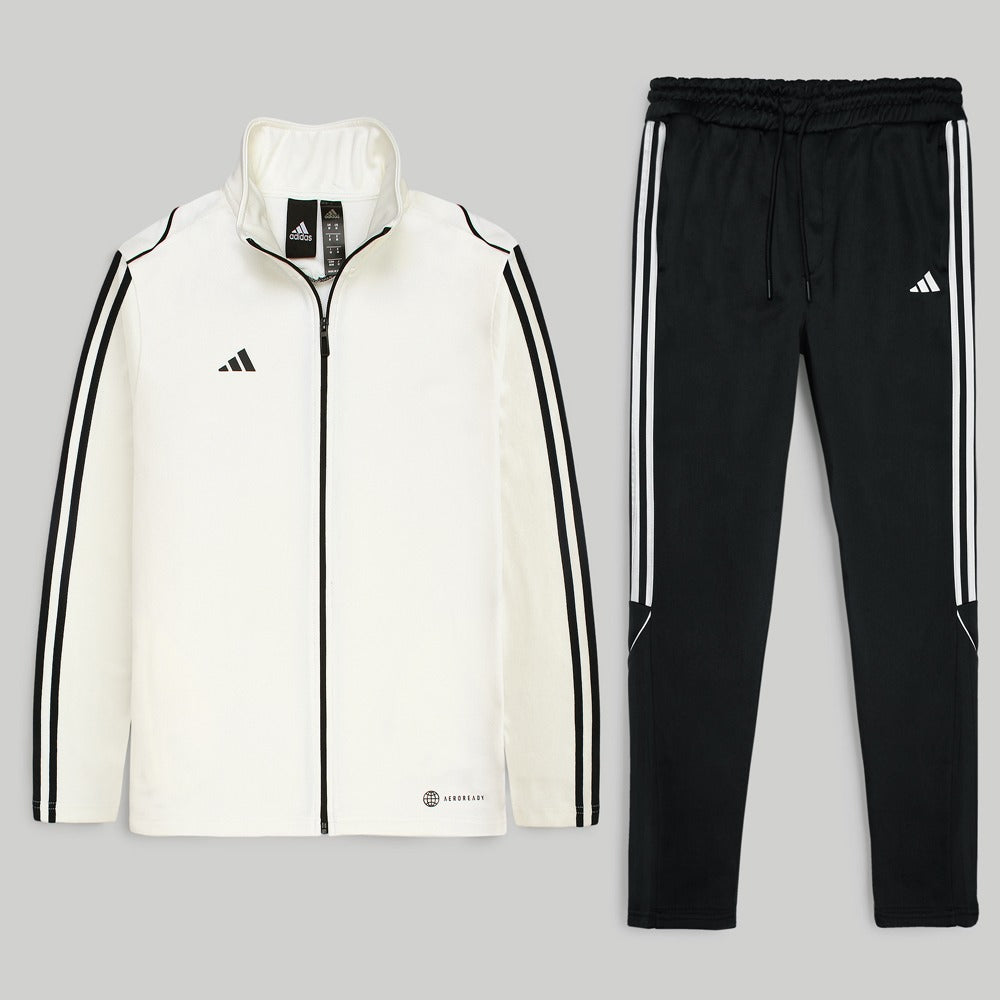 ADDAS Imported Piping-Fleece Tracksuit (White&Black)