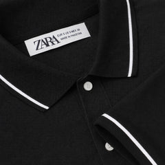 Z.A.R.A PREMIUM TIPPING BUTTON DOWN SHIRT (BLACK)