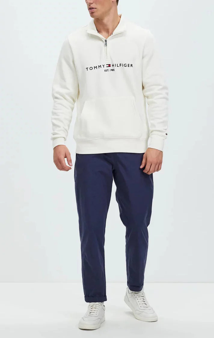 Tommy Premium Cotton Fleece Self Emb Zip-Up (off-White)