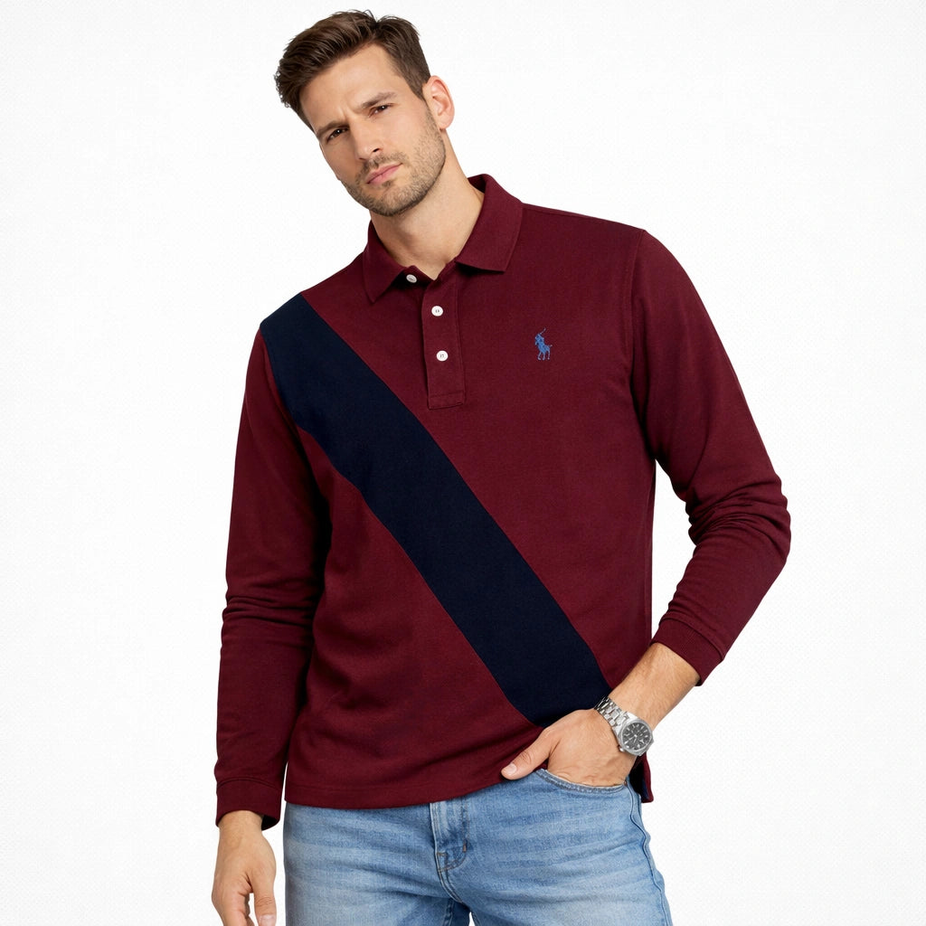 RL Small Pony Paneled Polo Shirt (Mehroon)
