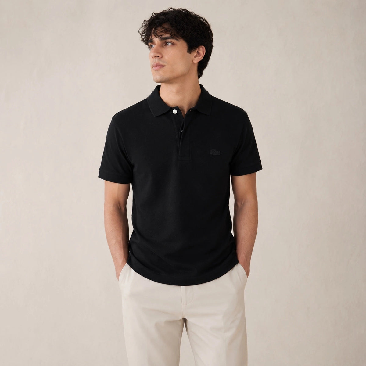 LCSTE PARIS STRETCH PIQUE COTTON POLO SHIRT (BLACK)