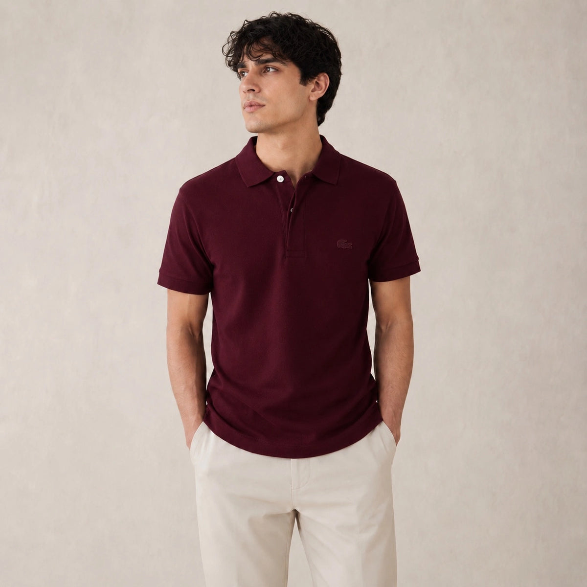 LCSTE PARIS STRETCH PIQUE COTTON POLO SHIRT (MAROON)