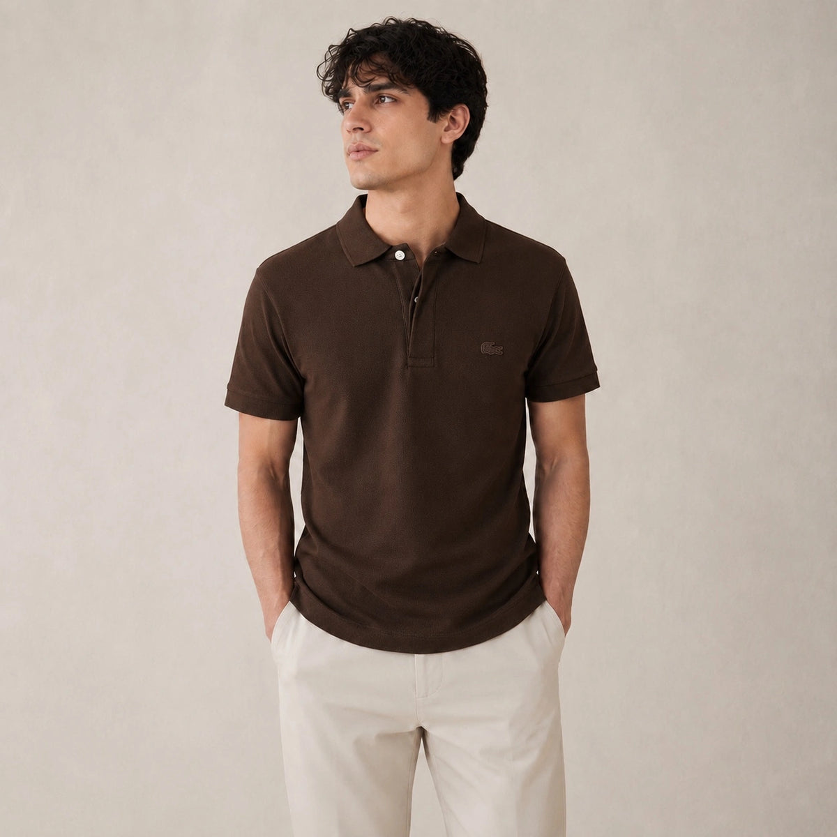 LCSTE PARIS STRETCH PIQUE COTTON POLO SHIRT (BROWN)