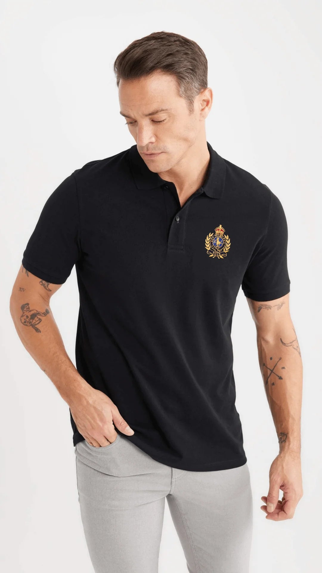 RL LIMITED EDITION FRONT/BACK EMBROIDERY POLO SHIRT (BLACK)