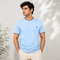 RL SMALL PONY CREW TIPPED T-SHIRT (SKY)