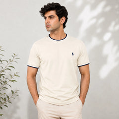 RL SMALL PONY CREW TIPPED T-SHIRT (OFF-WHITE)