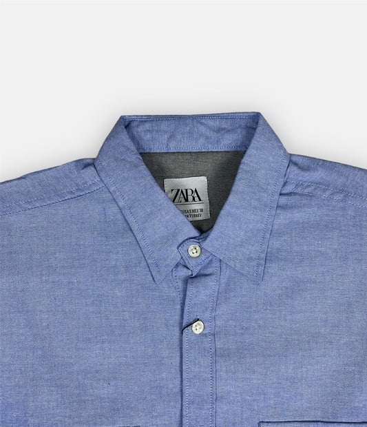 Z.A.R.A Premium Double Pocket Casual Shirt ( Sky Blue )