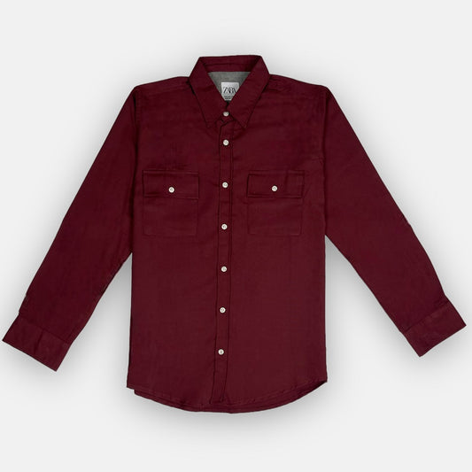Z.A.R.A Premium Double Pocket Casual Shirt ( Maroon )