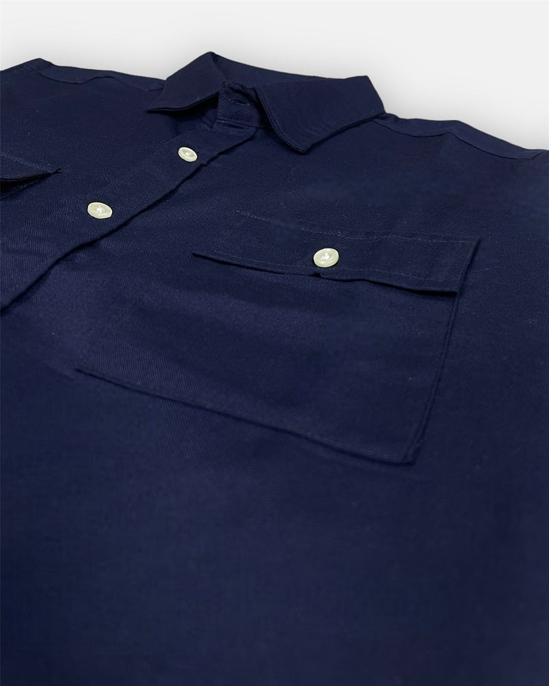 Z.A.R.A Premium Double Pocket Casual Shirt ( Navy Blue )