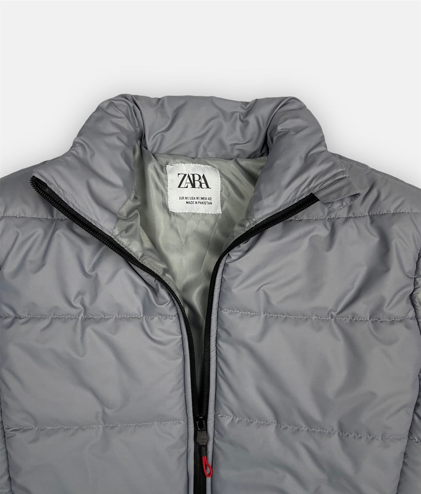 Silver puffer clearance coat zara