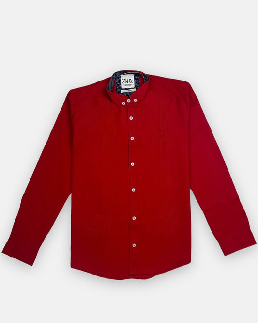 Z.A.R.A Premium Plain Casual Shirt (Red)