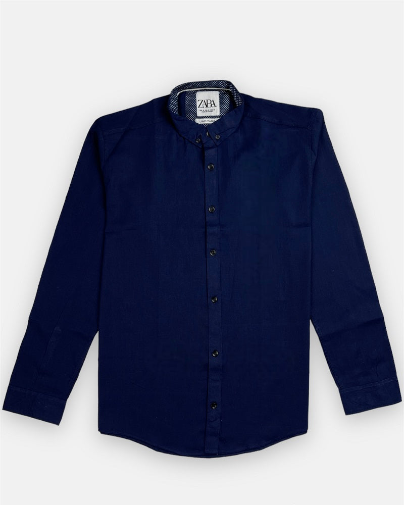 Z.A.R.A Premium Plain Casual Shirt (Navy Blue)