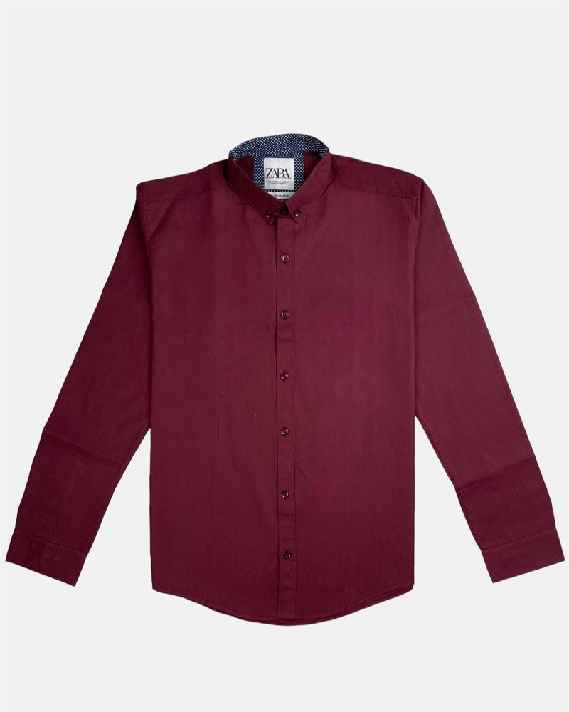 Z.A.R.A Premium Plain Casual Shirt (Mehroon)