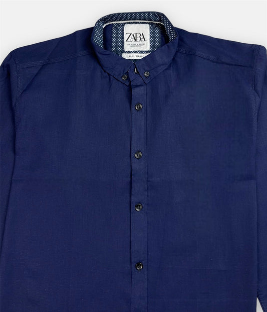 Z.A.R.A Premium Plain Casual Shirt (Navy Blue)