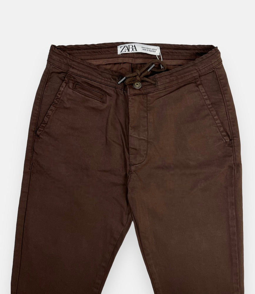 Z.A.R.A Premium Cotton Waist Jogger Trouser (Choclate Brown)