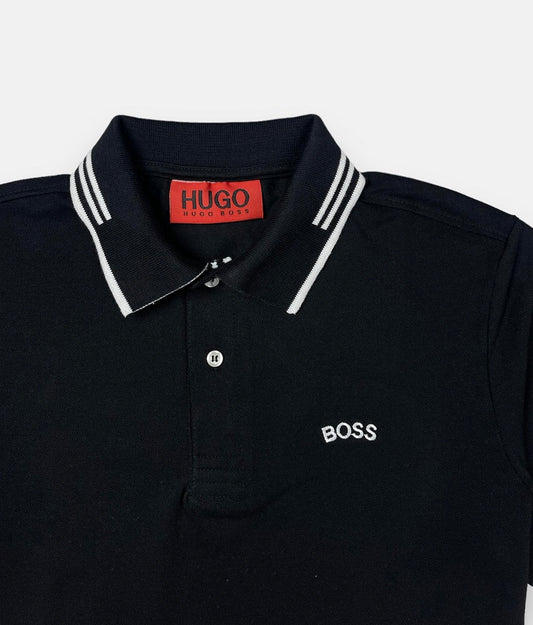 HGO BOS Imported Tipped-Collar Polo Shirt H2 (Black)