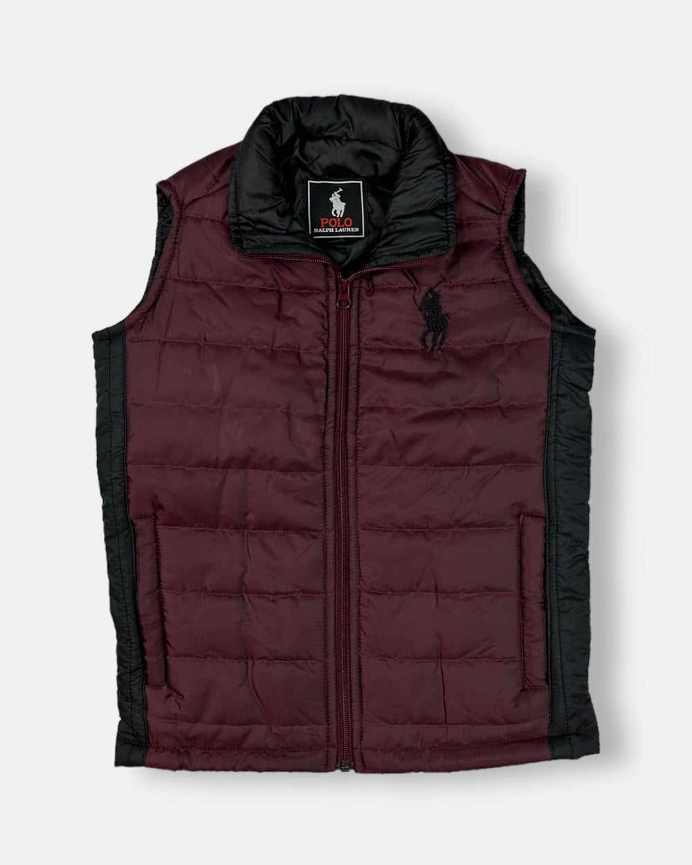 RL Paneled Kids Puffer Jacket Maroon & Black